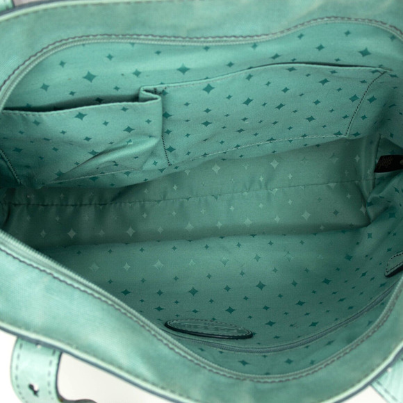 FOSSIL Hunter Teal Green Leather Tote Bag - Picture 8 of 8